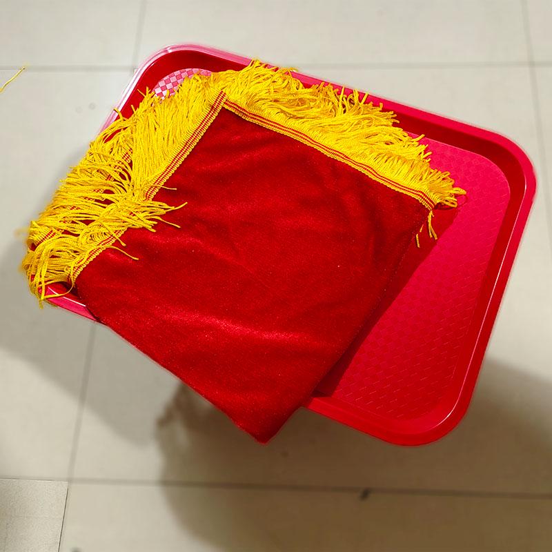 Roter Samt Satin Quaste Jubiläumszeremonie Tablett Tuch