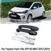 For Toyota Yaris XP130 MK3 Vitz 2012~ Car ABS Carbon Fiber Chrome 4 Door Handles Cover Trim Stickers 2013 2014 2015 2016