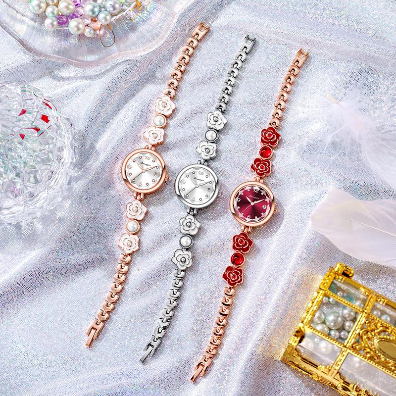 BONARGER Camellia Bracelet Women's Watch Water-Resistant Niche Luminescent Women's Quartz Watch Dress Gift For Lady
