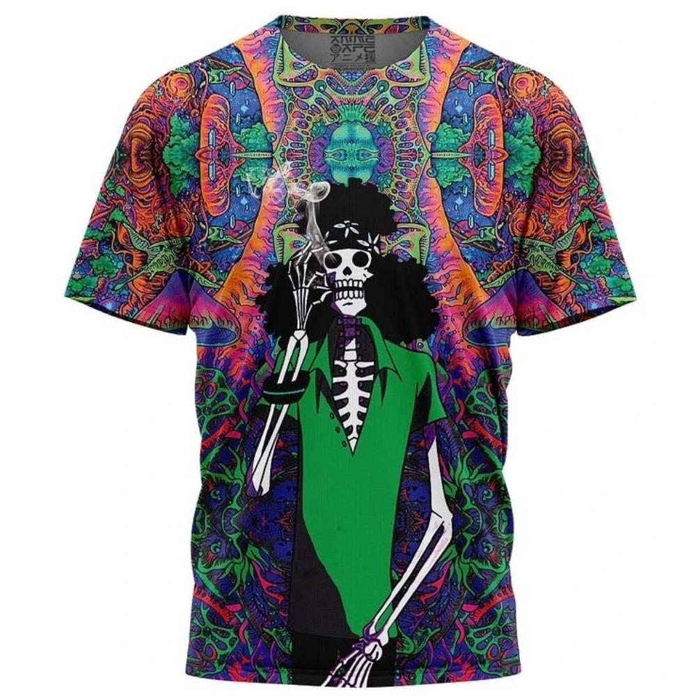 Children's Anime One Piece Luffy 3D Digital Printed Boys' Street Trendy Round Neck Short Sleeved T-shirt