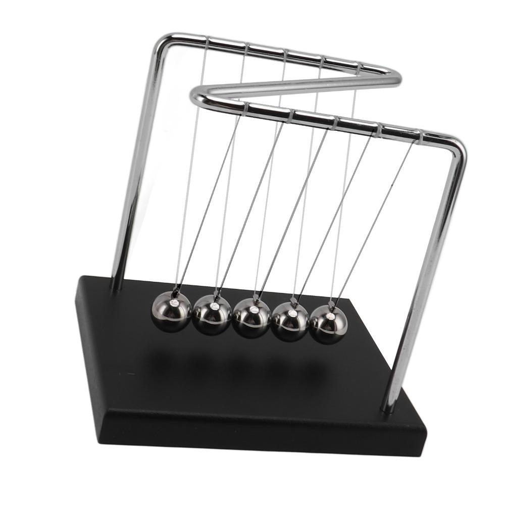5.51x4.65x5.91in Balance Pendulum Ball Wooden Base Physics Toy Steel Swing Balls  Home Decoration