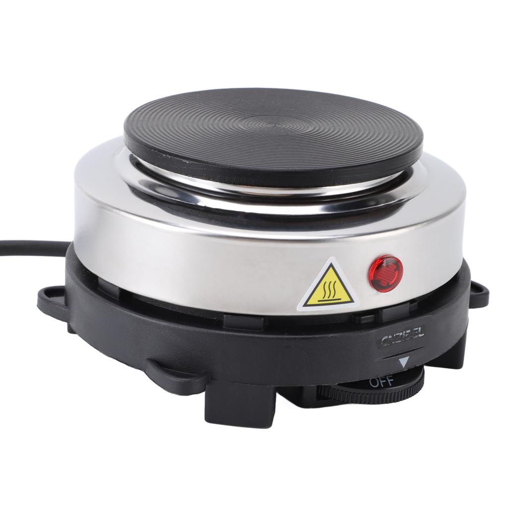 Kleine elektrische Kochplatte, 500 W, Edelstahl, 6 Geschwindigkeiten, Temperatur einstellbar, elektrischer Teekannenbrenner