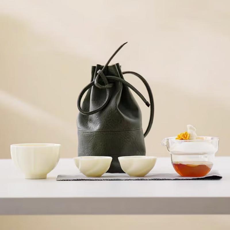 

Handmade Ceramic Travel Tea Set with Golden Osmanthus Rabbit