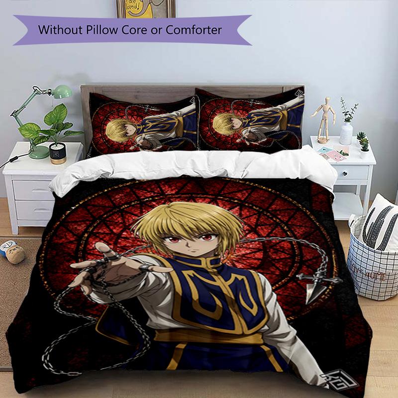 Kurapika 3pcs Bedding Set Duvet Cover Closure Includes 1 Duvet Cover & 2 Pillowcases for All Seasons Bedroom Home Dorm Decor