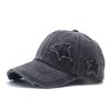 European and American Tide Pure Cotton Washed Ponytail Hole Five Pointed Star Baseball Cap Fashion Ponytail Hole Curved Brim Cap