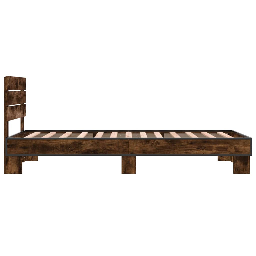 Bed Frame with Headboard Smoked Oak 80 x 200 cm