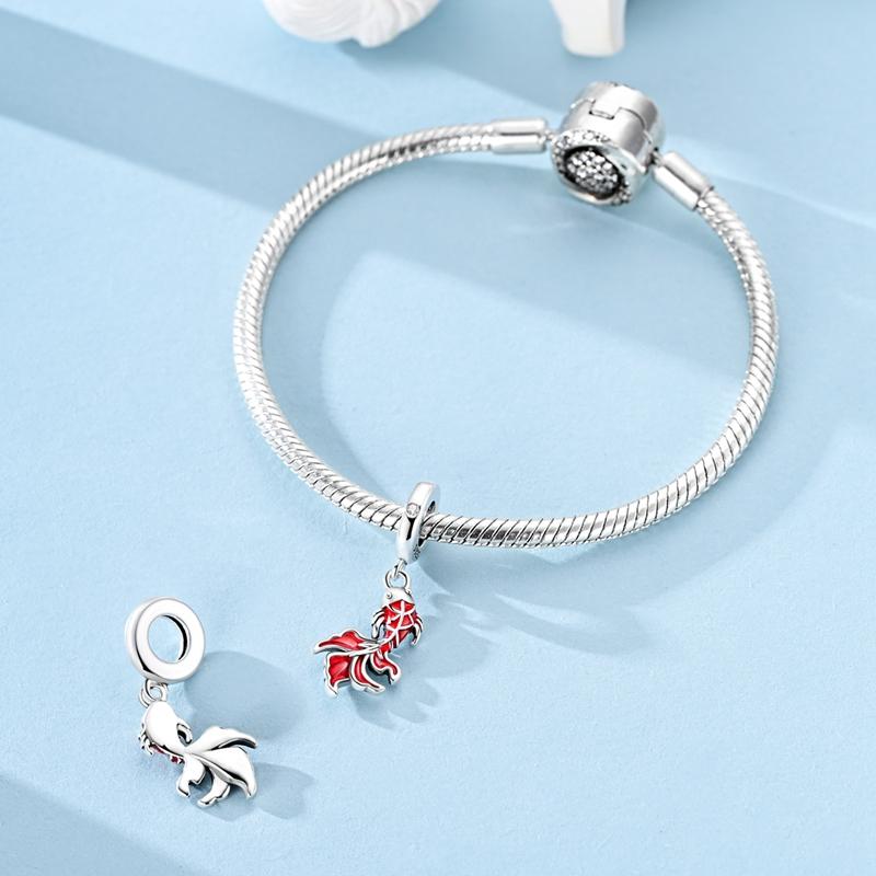 Copper Red Koi Fish Pendant Charms Jewellery Fit Originalbracelet Necklace For Women Diy Gift