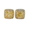 Zhuo Zhifan 2023 S925 Silver Yellow Diamond Square Stud Earrings for Women - Radiant, Versatile, and Perfect for Daily Wear.