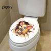 Dekorative Geschenke für Freunde und Familie 3D Cartoon Maus Toilettenaufkleber, Wasserdichte PVC Wandaufkleber, Selbstironische Badezimmer-Umwandlungs-Accessoires