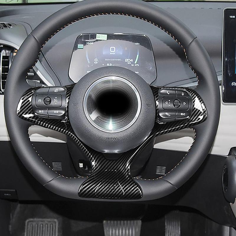 Car Styling Steering Wheel Frame Dcoration Cover Trim For BYD Yuan PLUS  Carbon Fiber Color Interior Accessories