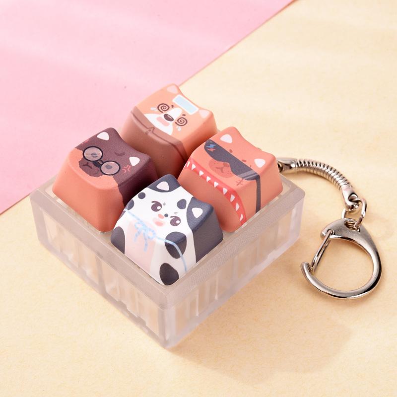 Cute Dog Squeeze Keychain Creative Stress Relief Fidget Pendant Mini Sensory Toy for Handbags Kids Party Gifts
