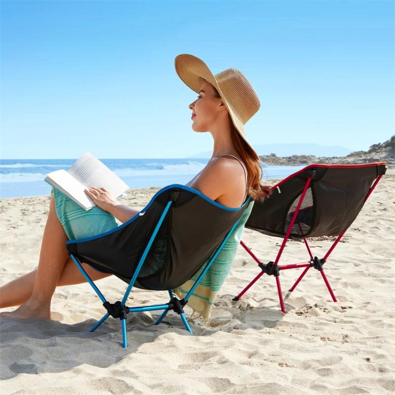 Detachable Portable Folding Moon Chair Outdoor Camping Chairs Beach Fishing Chair Ultralight Travel Hiking Picnic Seat Tools Soft and Comfortable