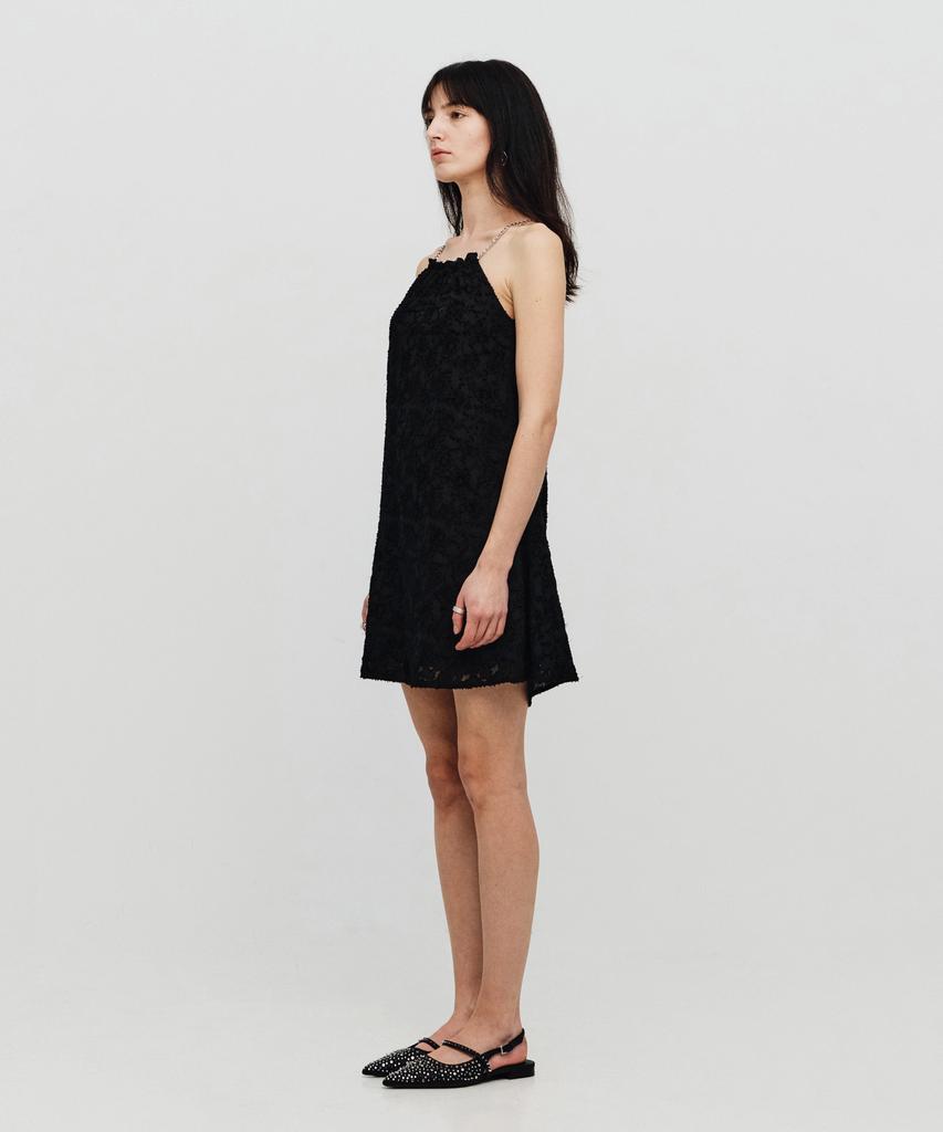 SEALOT Shirred Neck Chain Mini Dress (Black)