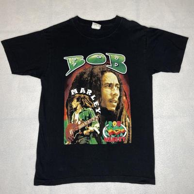 Vintage Bob Marley Rap T-Shirt One Love Zum Gedenken an Black Sport Attacke Etikett