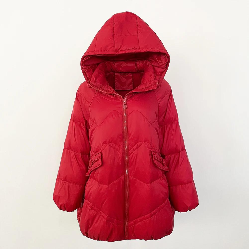 

OFTBUY Осень-зима утолщенный теплый 90% белый утиный пух с капюшоном пуховик женский свободный корейский стиль повседневный пуховик пальто One Size красный