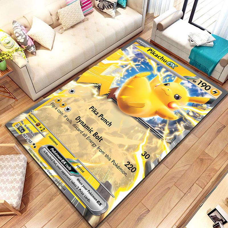 Pokemon Karten Serie Anime Poster Großer Teppich 3D Teppiche Zuhause für Wohnzimmer Kinderzimmer Sofa Fußmatte Dekor Kind Bodenteppich