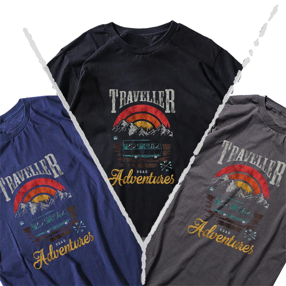 Coolmind YA007 100% Cotton Big Size Cool Traveller Print Men T Shirt Exclusive Graphic Loose Men Tshirt Cotton Tee Shirts Man