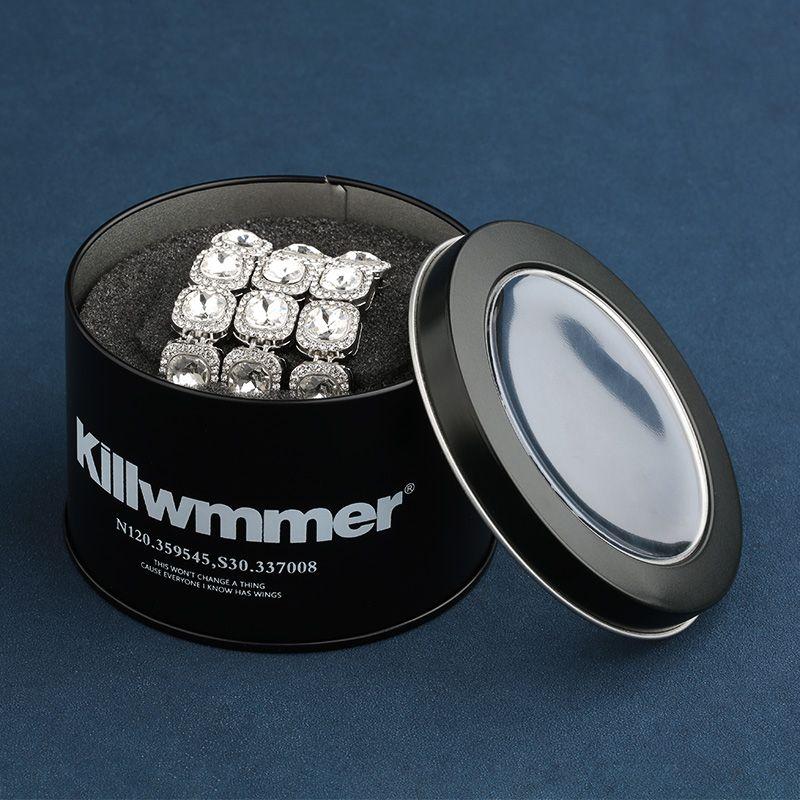 

Браслет из леденцов с полными бриллиантами для мужчин, необычный европейский хип-хоп, нишевая личность, квадратный бриллиант, женская цепочка, мужские украшения для рук 50cm necklace [silver]]