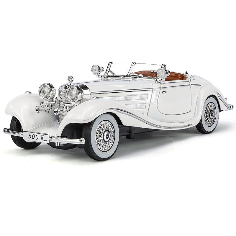 

1/24 Mercedes-Benz 500K Classic Vintage Car Toy for Children Diecast Alloy Miniature Model Sound Light Collection Gift for Boys белый