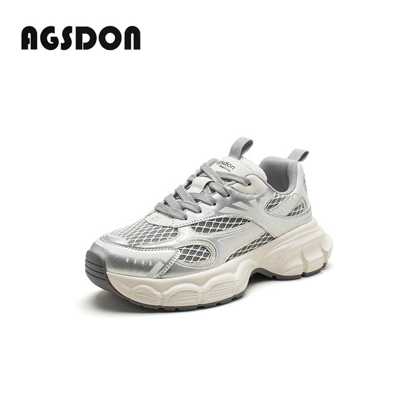 Augustine silver dad shoes women 2025 new summer mesh sports running shoes muffin platform casual shoes