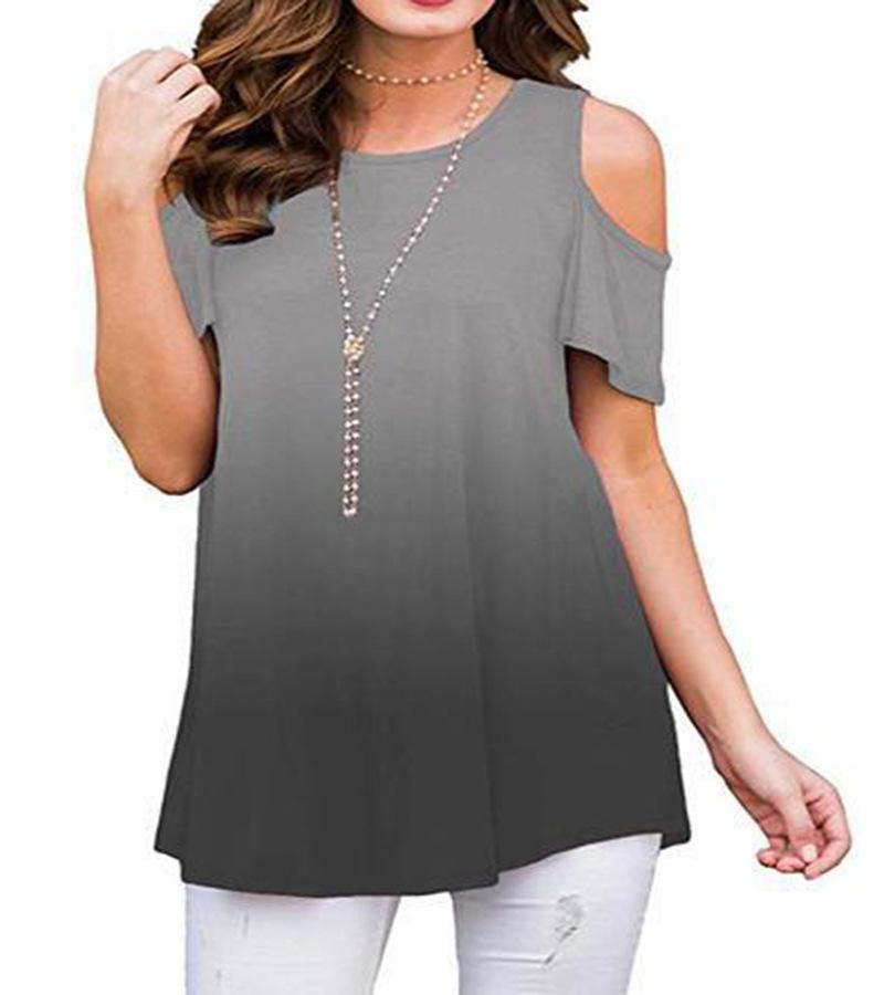 QICED Летний принт с открытыми плечами и коротким рукавом — фото 33