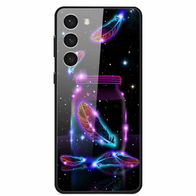 Tempered Glass Case For Samsung S23 Plus 5G Cover Galaxy S 23 Space Hard Back Coque For Samsung S23 Ultra S23+ Bumpers Funda Cat