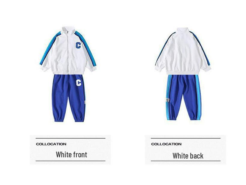 Chlapecký dvoudílný oblek v korejském stylu na jaro/podzim 2025: Pohledná ležérní sada bunda a mikina pro děti