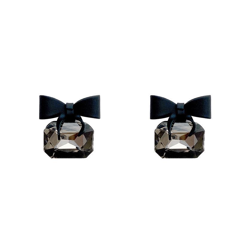 Orecchini Trendy con Fiocco Nero TikTok per Donne, Ago in Argento S925, Stile Coreano