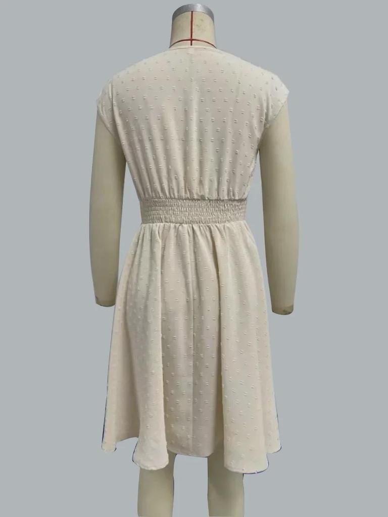 Spring/Summer 2025 French Holiday Lace Hollow V-Neck Dress - Floral Cut A-Line Skirt for Women