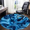 1PC Ocean Waves Pattern Office Round Area Rug, Mat Suitable For Office, Under Office Chairs Bedroom Living Room Home Decor, Room Deco