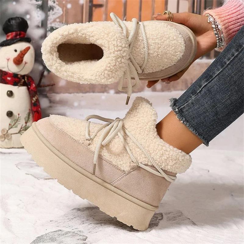 Fashion Women's Boots Thickened Plush Warm Snow Boots 2026 Winter New Fluffy Ankle Boot Outdoor Non-slip Platform Boots for Women Botas