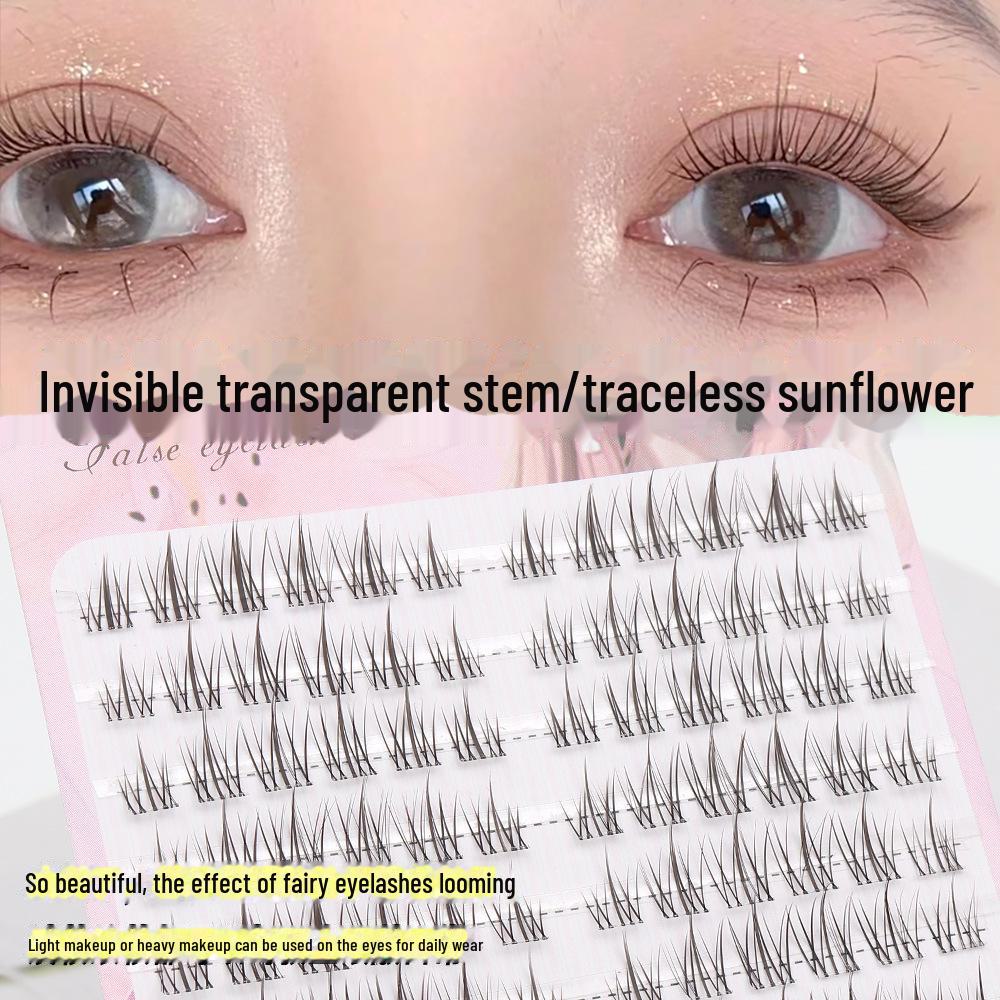 "Lazy Sunflower Natural Faux Eyelashes: Single Cluster Comic Style for Women"