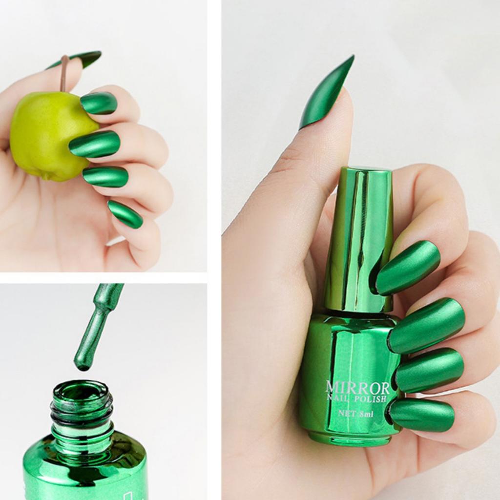 Metalický zrcadlový lak na nehty bez zapečení Dlouhotrvající lesklý lak na nehty