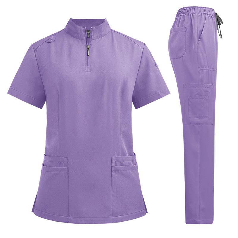 1 set Nursing Tunic Suit Trousers Sets Woman Scrub Set Short-sleeved Top-Pants Beauty Salon Surgical Uniforms Nurses Uniforms