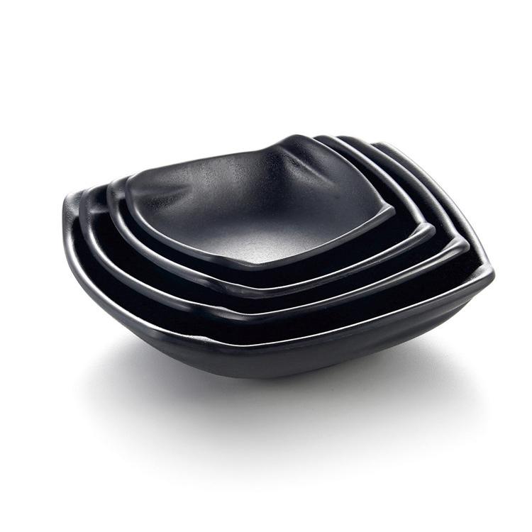 Japanese Matt Black Melamine Dinnerware Set Appetizer Sauce Square Bowl 4 5 6 7 Inch 7 Inch