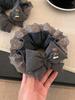 Korean Retro Gray Plaid Bow Lace Scrunchie - Oversized Hair Tie for Women, Suitable for Big Buns & Low Ponytails