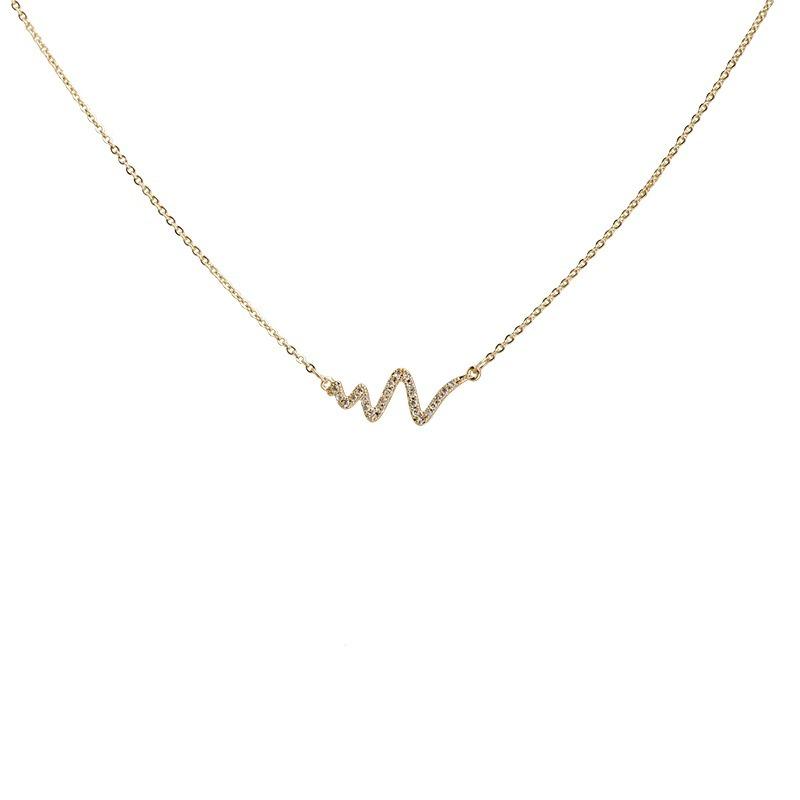 Wave Line Necklace Women's Summer Light Luxury Micro-inlaid Zircon Water Ripple Collarbone Chain Stainless Steel