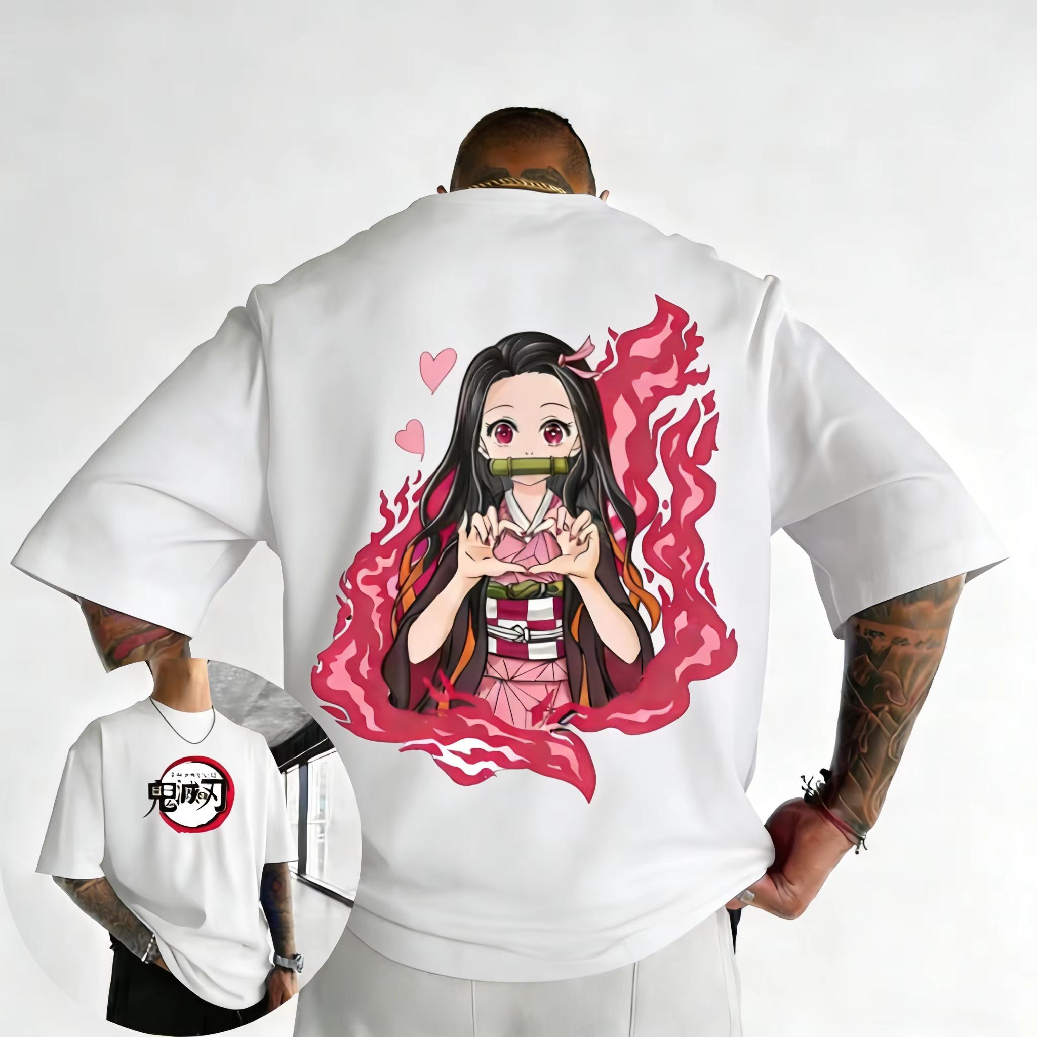 

2026 summer New 100 pure cotton Demon Slayer pattern Loose leisure Short Sleeve Tshirt Round NeckTop Y2K Harajuku Wind shirt S