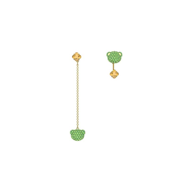 Swarovski Teddy Series Bright Teddy Bear Heartbeat Bear Earrings for Women Green 5642981