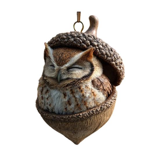 Skovdyr Eikenøttpynt Koselig Furu Kongle Dyr Julepynt 2D Akryl Skogsvesen Hengende Ornament for Naturelskere