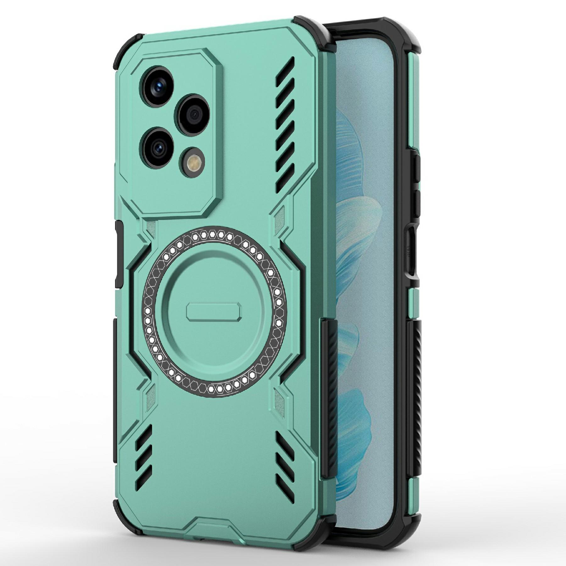 

For Honor 200 Lite Magnetic Case Butterfly Armor Hollow Heat Dissipation PC+TPU Phone Cover Blue