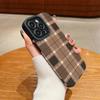 Vertical Grain Leather Shell Fashion Grid Printed Cover Patterned Soft Silicone Case with Camera Lens Full Protection for iPhone