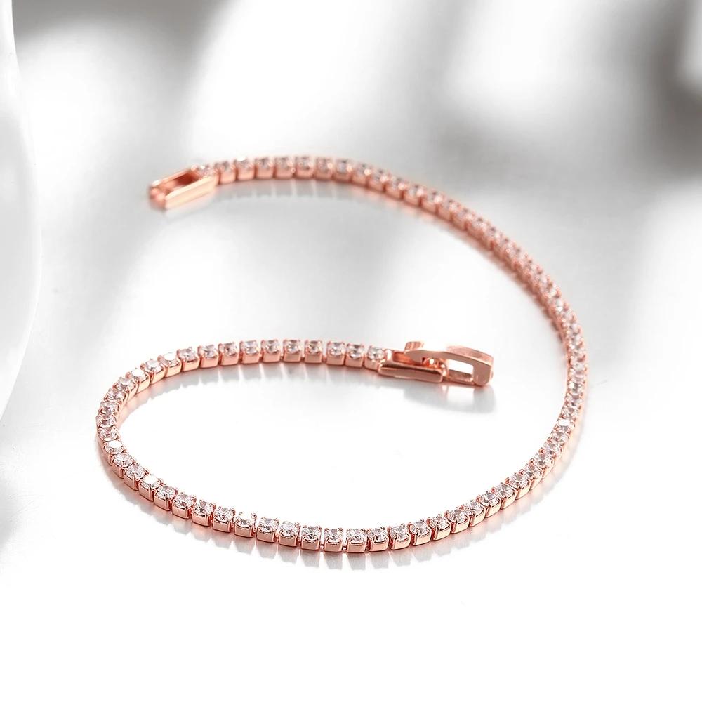 925 Silver Jewelry 16cm to 19cm Tennis Bracelet 2mm Zirconia Anniversary Gift Genuine Silver Bracelet