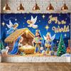 Angel Banner Decorative Art Joy To The World Nativity Scene Banner Festive Colors Christmas Scene For Home Decor Indoor