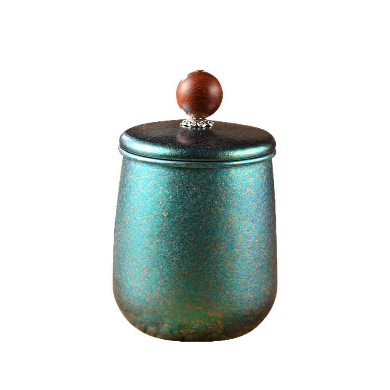 Pure Titanium Tea Canister Round Airtight Home Office Outdoor Storage