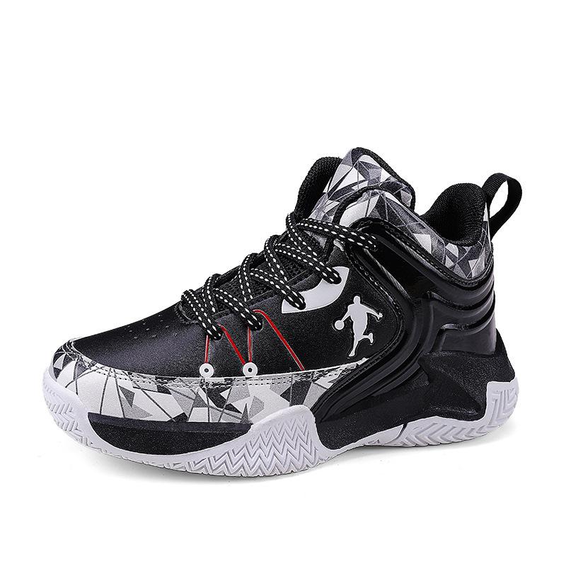 2025 New Leather Boys Shoes Spring and Autumn Breathable Children's Basketball Shoes Sports Shoes Medium Older Boys Shoes