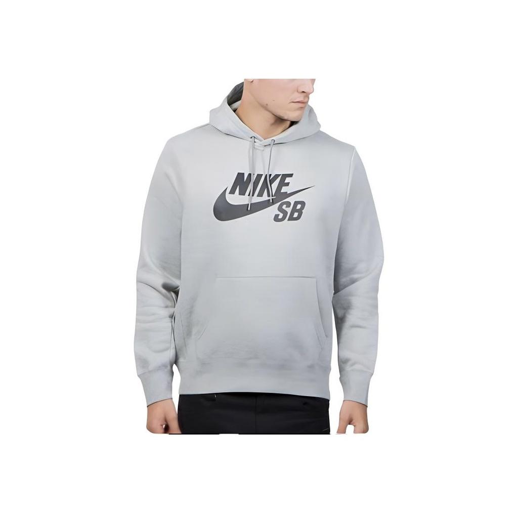 Nike SB Logo Print Pullover Hoodie Men Hoodies Gray AJ9733-063