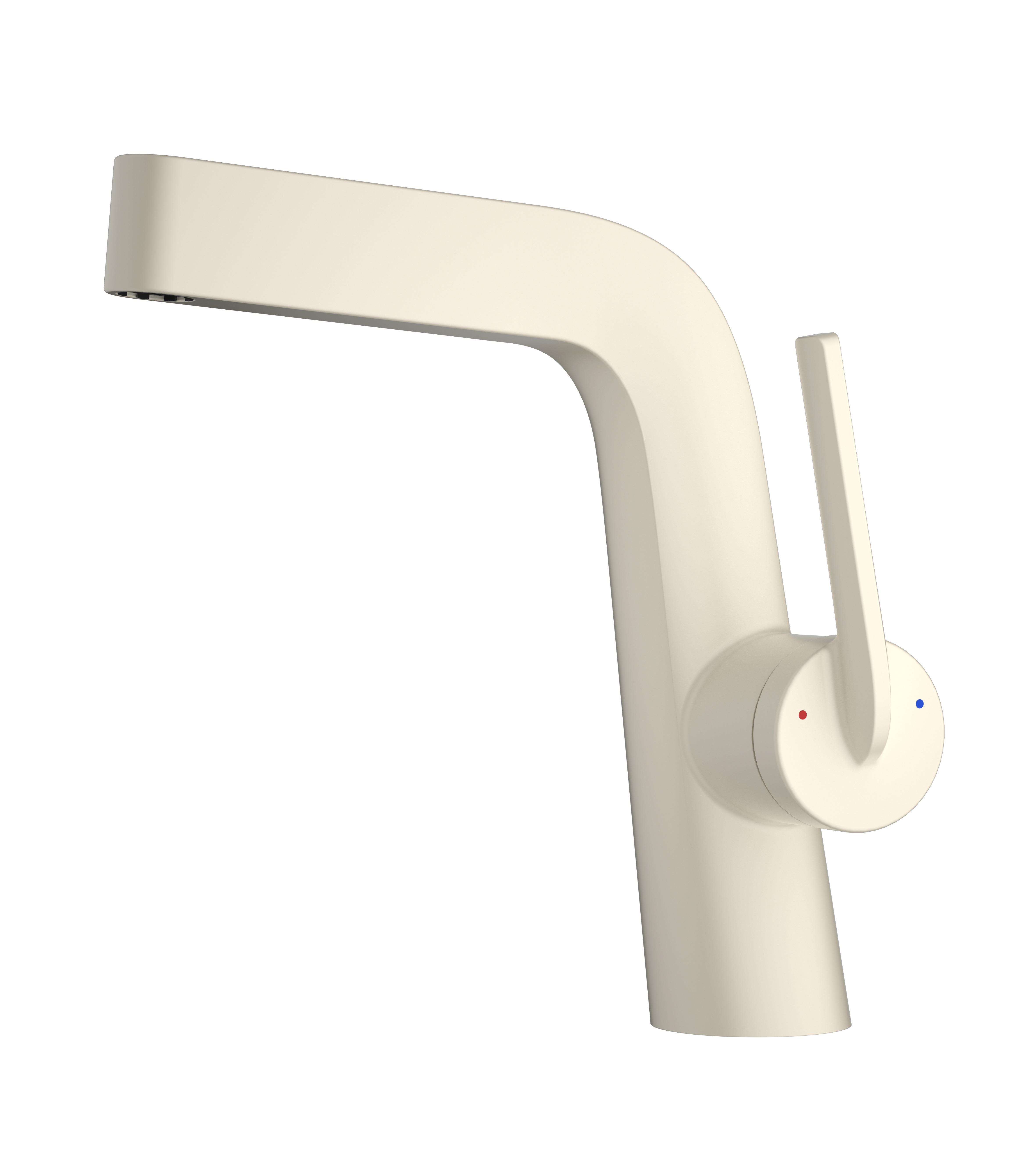 Matte Cream White Blade L Shape Rotatable Liftable Vessel Sink Faucet Brass Bathroom Mixer Tap Durlite Cartridge (White,Other) белый