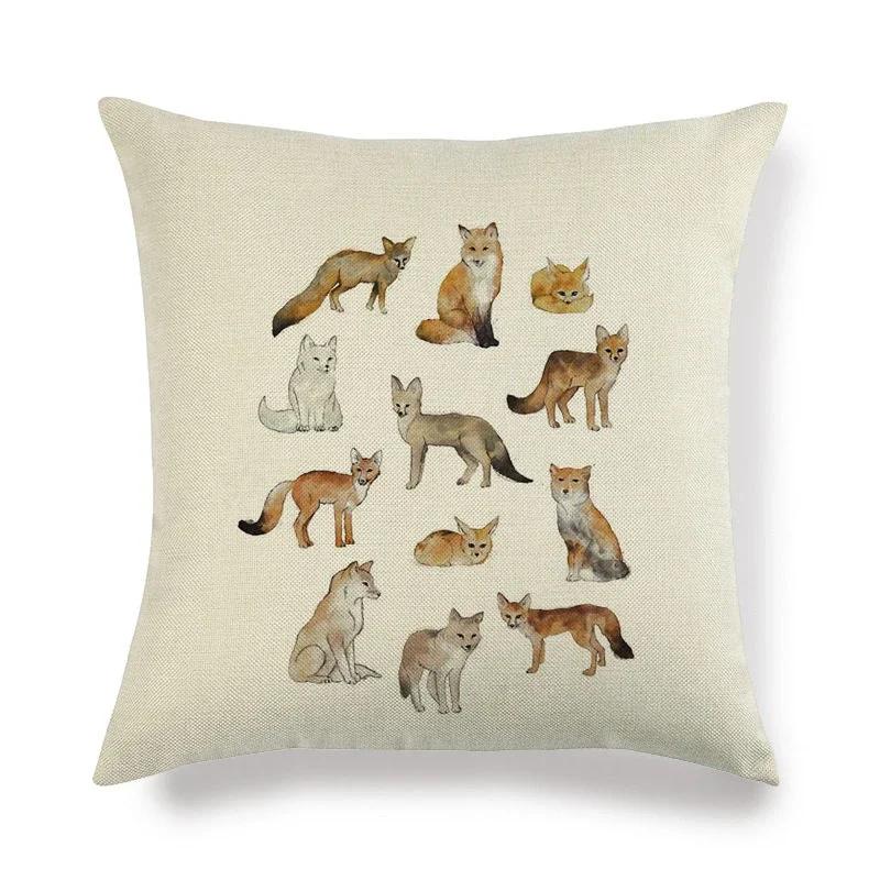 Lovely Fox Pattern Linen Pillow Cushion Cover Office Living Room Bedroom Sofa Car Decorative Pillowcase 45*45cm