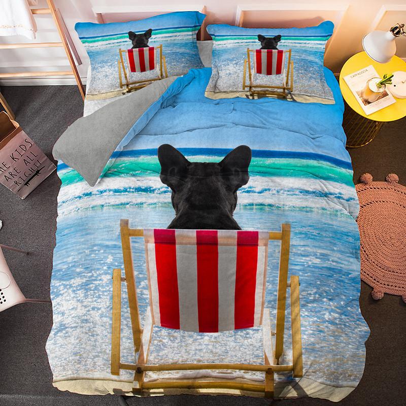 Bulldog Bedding Set Pet Animal Dog Duvet Cover For Kids Adult Bedclothes Covers Comforter Sets Cute Bed Sheets